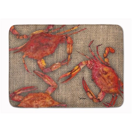 Carolines Treasures Carolines Treasures 8742RUG Cooked Crabs on Faux Burlap Machine Washable Memory Foam Mat 8742RUG